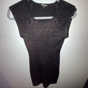 Express | Black Glitter Fitted Dress. XS